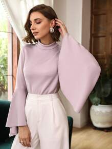 Seusyu Modal Bell Sleeve Bodysuit - Lilac Purple - View 8