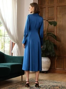 MOTF PREMIUM GATHERED TWIST SHIRT DRESS - Blue - View 8