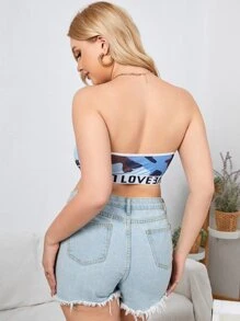 Plus Camo Letter Tape Bralet - Multicolor - View 2