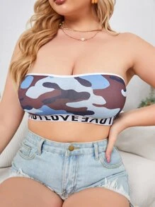 Plus Camo Letter Tape Bralet - Multicolor - View 3