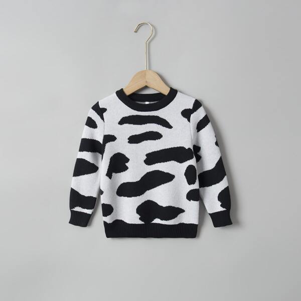 

Toddler Boys Graphic Pattern Sweater, Black and white