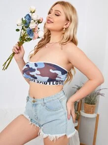 Plus Camo Letter Tape Bralet - Multicolor - View 5