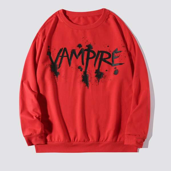 

Men Letter Graphic Sweatshirt, Red