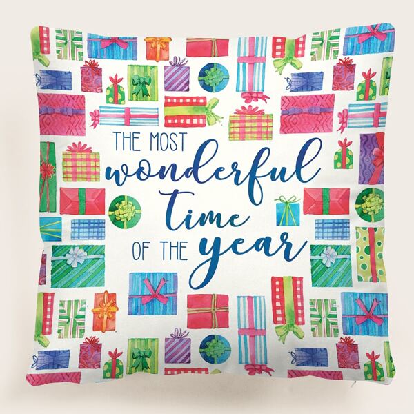 

Christmas Gift Print Cushion Cover Without Filler, Multicolor
