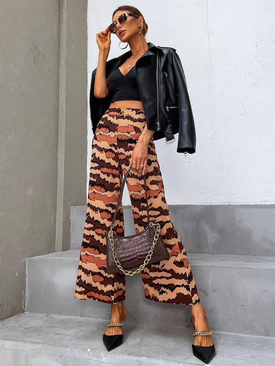 SHEIN Unity Allover Print Wide Leg Pants - Multicolor - View 1