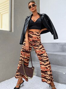 SHEIN Unity Allover Print Wide Leg Pants - Multicolor - View 4