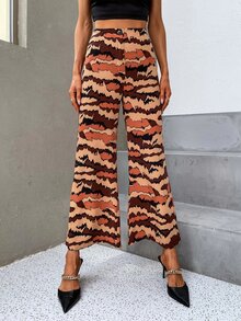 SHEIN Unity Allover Print Wide Leg Pants - Multicolor - View 5