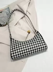 Houndstooth Pattern Bag - Black and White - View 1