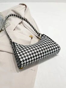 Houndstooth Pattern Bag - Black and White - View 2