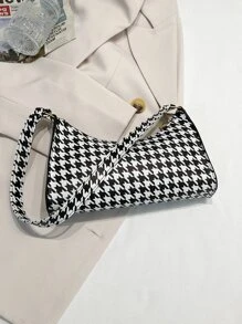 Houndstooth Pattern Bag - Black and White - View 4