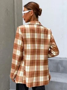 SHEIN Unity Plaid Print Lapel Neck Blazer - Multicolor - View 2