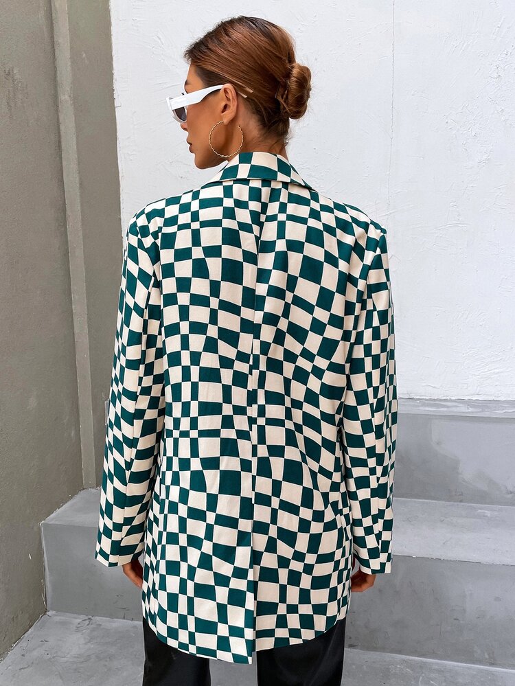 Geo Print Lapel Neck Blazer - Multicolor - View 2