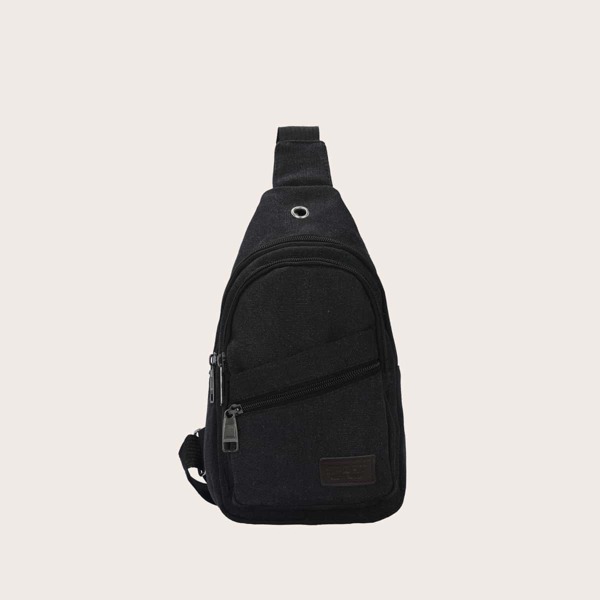 

Men Minimalist Sling Bag, Black
