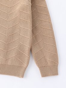 Boys Solid Crew Neck Jumper - Khaki - View 3