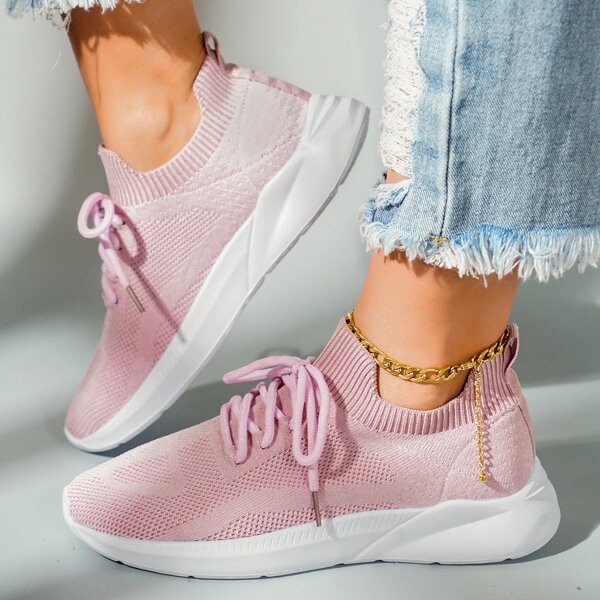 

Minimalist Lace Up Front Running Shoes, Pink