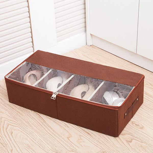 

1pc Foldable Shoe Storage Box, Coffee brown