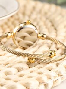 1 件复古森系风格小众罗马数字女士石英手链手表 - 金色 - 查看 3