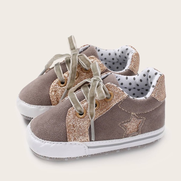 

Baby Boy Glitter Decor Lace-up Front Flats, Brown