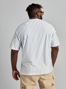 EASEVO 男士條紋和字母圖案補丁細節T恤 - 白色 - 查看 2