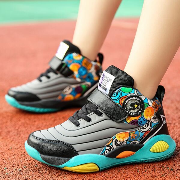 

Boys Colorblock Letter Patch Velcro Strap Chunky Sneakers, Grey