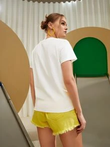 Nora Gad Cat And Floral Paint Tee - White - View 2