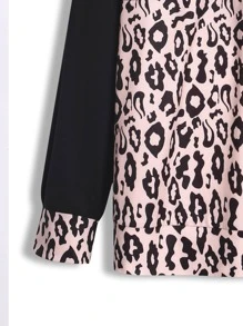 Plus Leopard Print Drop Shoulder Crisscross Front Tee - Multicolor - View 5