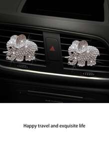 水鑽裝飾大象設計汽車出風口夾 - 銀色 - 查看 4