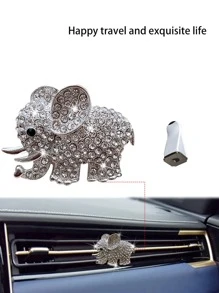 水鑽裝飾大象設計汽車出風口夾 - 銀色 - 查看 5