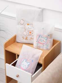 4 piezas Bolsas de almacenamiento con gráficos de dibujos animados aleatorios, bolsa linda de empaque de ropa para viaje, bolsa de maquillaje, bolsa de cosméticos, organizador de vacaciones, organizador de maquillaje de gran capacidad, estuche de maquillaje, para lápiz labial, pincel, cuidado de la piel, teléfono móvil, monedas, artículos pequeños, para el hogar, regalo, vacaciones y festivales de Halloween Navidad, uso multifuncional, vibraciones bohemias - Multicolor - Ver 2