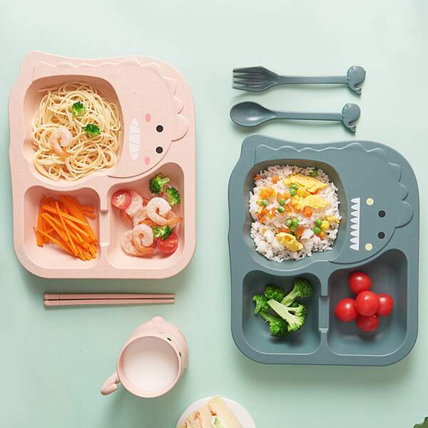 

1set Random Color Plate With Spoon & Fork, Multicolor