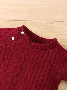 Baby Unisex Cable Texture Sweatshirt With Joggers - Burgundy - View 3