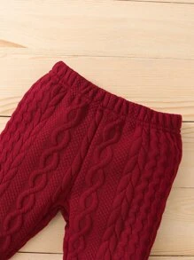 Baby Unisex Cable Texture Sweatshirt With Joggers - Burgundy - View 4