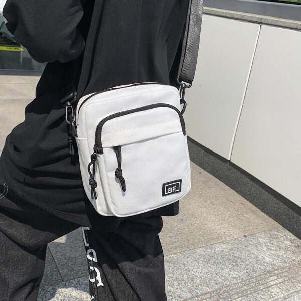 

Men Letter Patch Square Bag, White