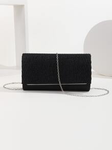 Glitter Ruched Evening Bag for Women Fashion Shiny Flap Handbag Clutch Purse for Wedding Party Prom Evening Bag,Dinner Bag Glamorous,Elegant,Exquisite,Quiet Luxury Glitter Flap Square Bag For Party Girl,Woman,Bride Perfect for Party,Dinner/Banquet,For Cocktail - Black - View 1