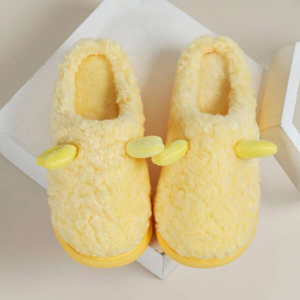 

3D Cartoon Horn Decor Novelty Slippers, Yellow