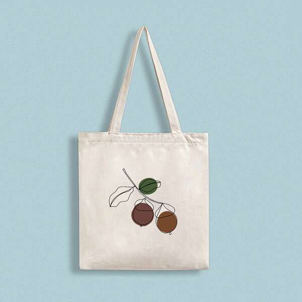 

Colorblock Canvas Tote Bag, Beige