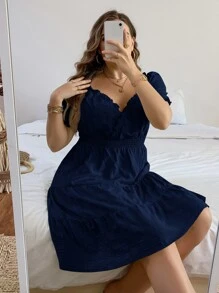 Celure Vestido unicolor de cintura fruncido bajo con fruncido