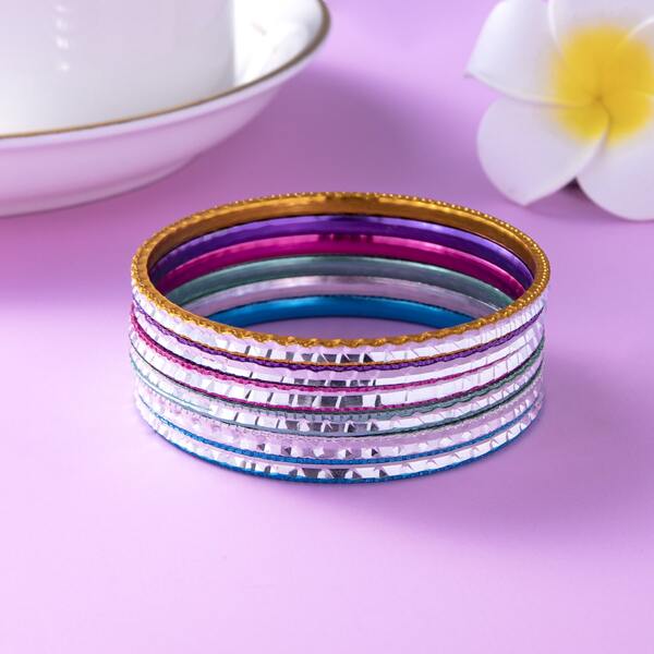 

6pcs Girls Simple Bangle, Multicolor