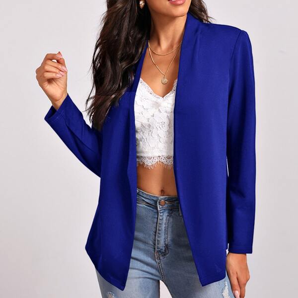 

Open Front Solid Blazer, Royal blue