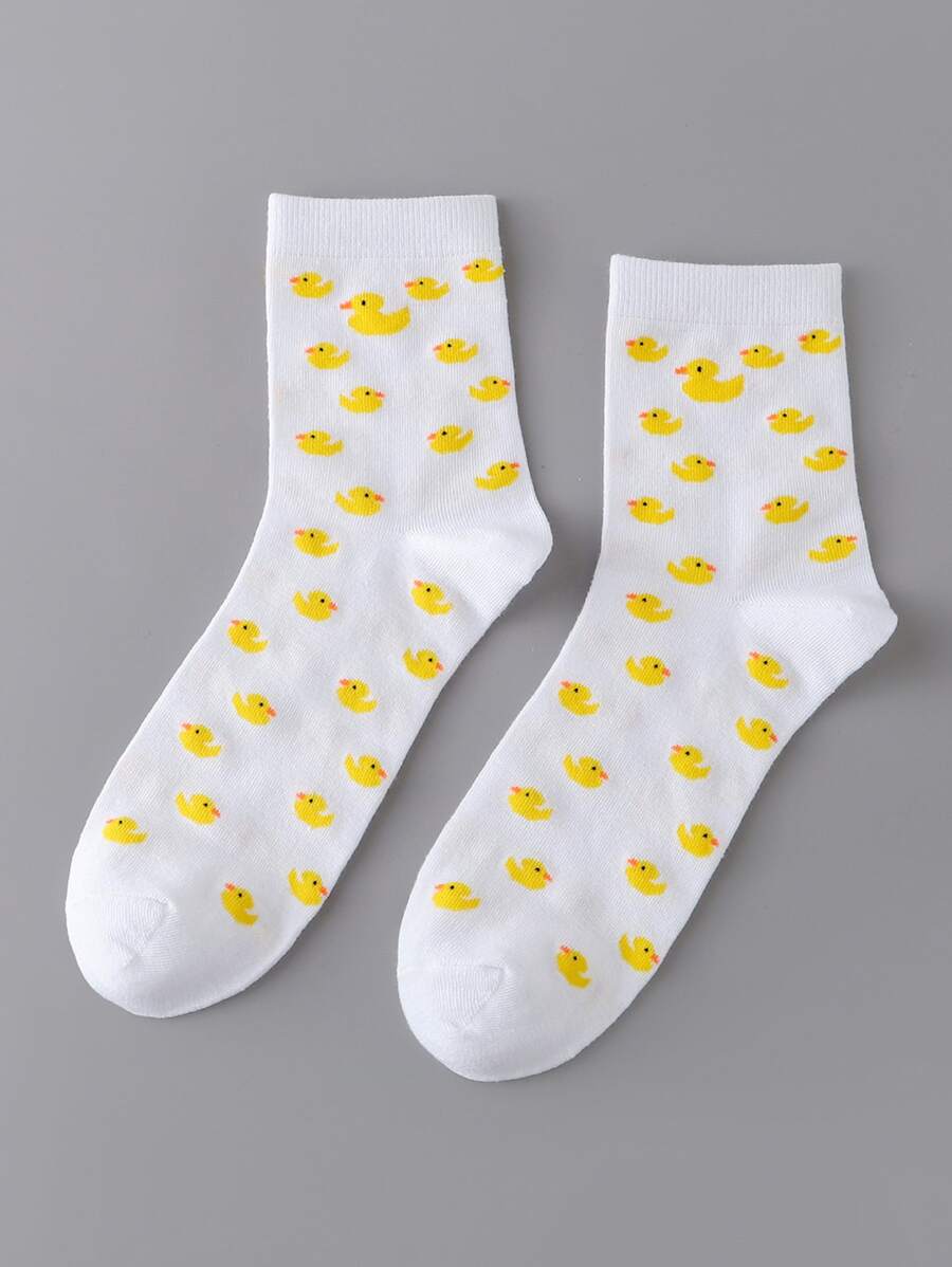 Men Cartoon Duck Graphic Crew Socks - Multicolor - View 1