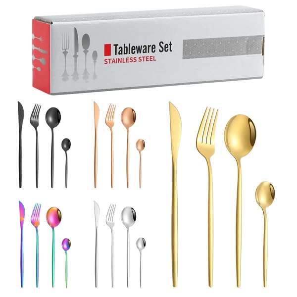 

20pcs Stainless Steel Cutlery Set, Multicolor