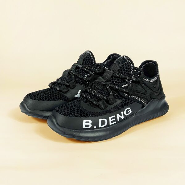 

Girls Breathable Letter Graphic Running Shoes, Black