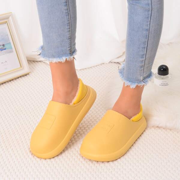 

Plush Inside Water-resistant Bedroom Slippers, Yellow