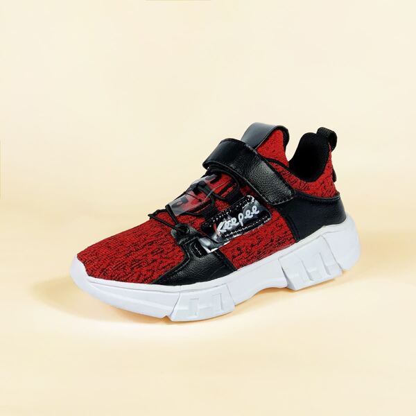 

Girls Colorblock Letter Graphic Velcro Strap Sneakers, Red