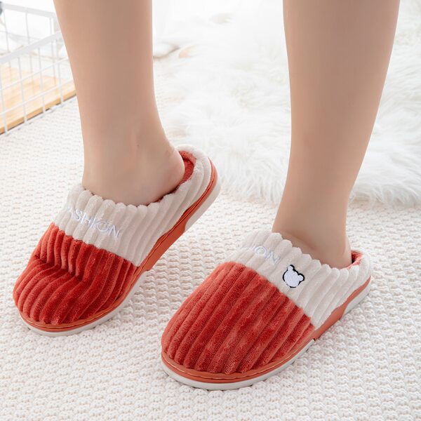

Embroidery Letter Graphic Bedroom Slippers, Multicolor
