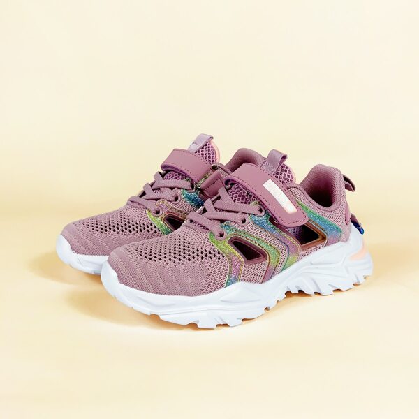 

Girls Glitter Detail Cut Out Lace-up Front Sneakers, Purple