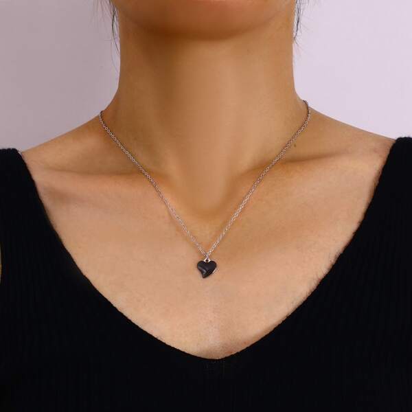 

Heart Charm Necklace, Silver