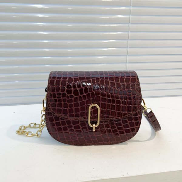 

Girls Crocodile Embossed Saddle Bag, Burgundy