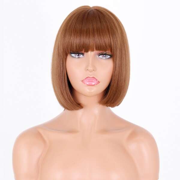 

Short Straight Synthetic Wig With Bangs, Brown