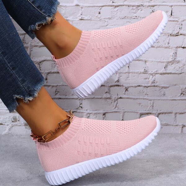 

Knit Slip On Running Shoes, Pink